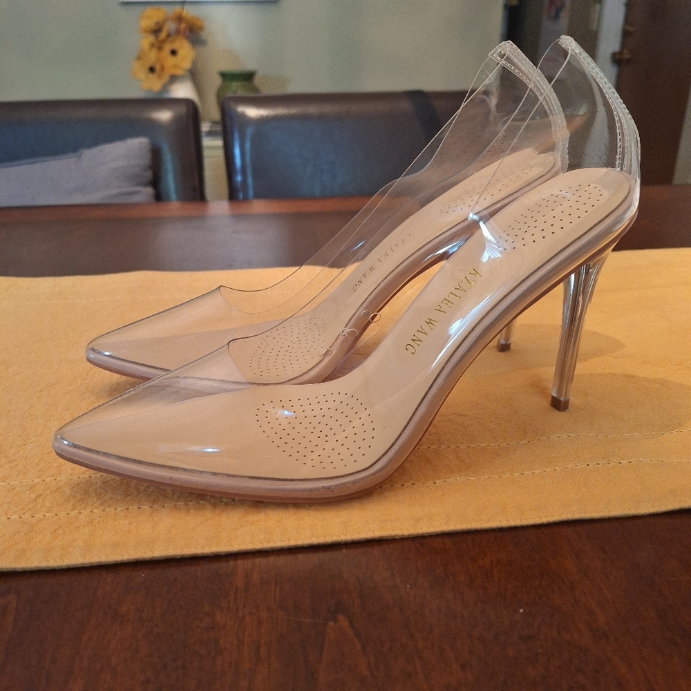 Chic Transparent Heels with Silver Stiletto by Azalea Wang Sz 9